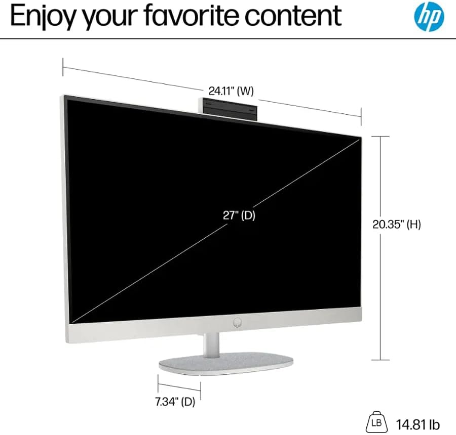 HP 27" FHD Touch-Screen All-in-One Computer, 12-Cores Intel Core Ultra 7, Windows 11 Pro with Microsoft Office Included, White (Non-Touchscreen, 64GB DDR5 RAM | 2.5TB Storage)