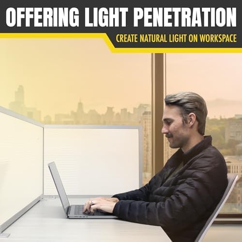OBEX Polycarbonate Office Desk Mounted Privacy Screen Adjustable Table Top Panel Divider, Universal Aluminum Bracket-USA Made, 18" x 30", White
