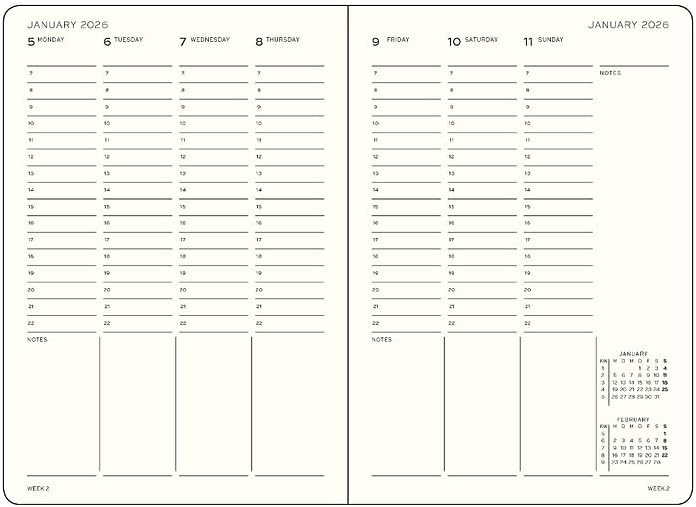 LEUCHTTURM1917 - Academic Week Planner Hardcover Medium (A5), 18-month, Jul. 2025 - Dec. 2026, English, Black