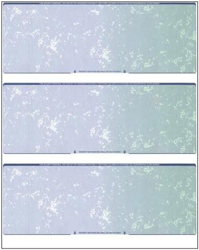 Business Voucher Check Stock - Computer Laser Checks - 3 Checks Per Page, 1000 Sheets/3000 Checks, Blue/Green Prismatic