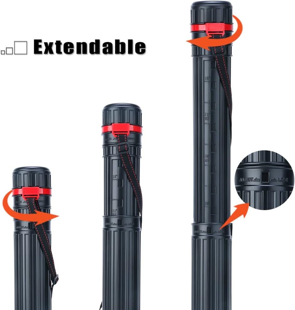 TRANSON Small Poster Tube Storage 17“ to 27” Extendable for Documents Blueprints Artworks Scrolls