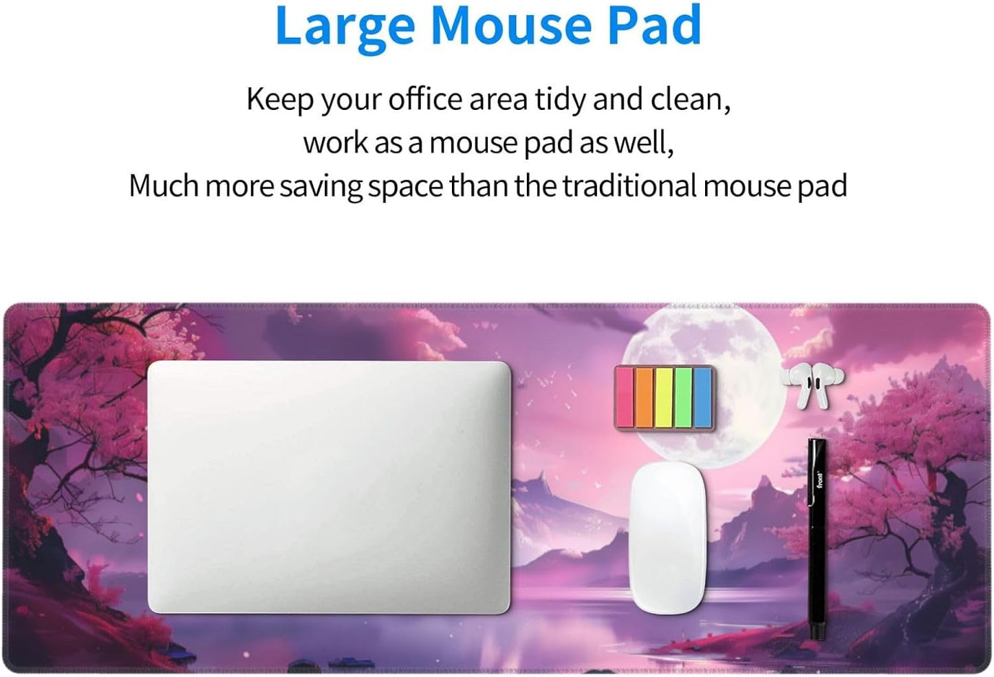 Gaming Mouse Pad Desk Pad,Extended Big Mouse Pad,31.5x11.8 Inch Long Computer Keyboard Mouse Mat Mousepad with 3mm Non-Slip Base and Stitched Edge for Gaming and Officeโฆ (Pink Canyon)