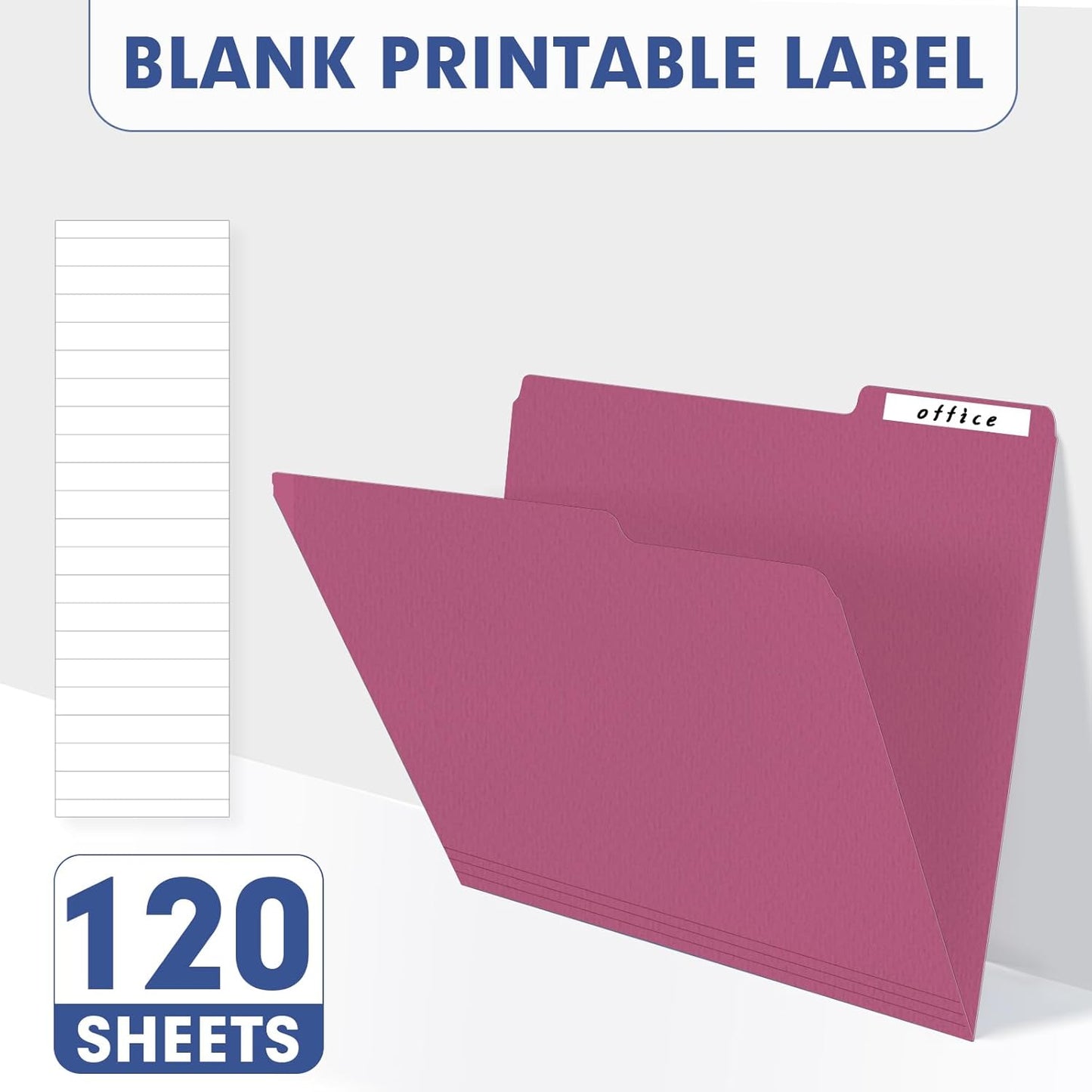 File Folder, PANDRI 120 Pack Colored File Folder, 1/3 Cut Tab, Letter Size, Assorted 6 Dark Colors Filing Folder for Office School Business