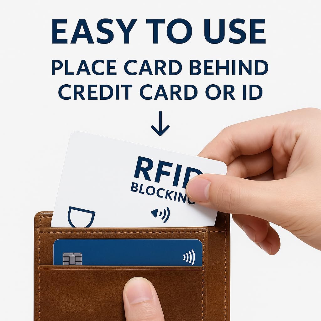 RFID Blocking Cards 6-Pack โ NFC Contactless Protection for Credit, Debit, ID, ATM Cards & Passport โ Slim Anti-Theft Card Blocker for Wallet & Purse (Grey)