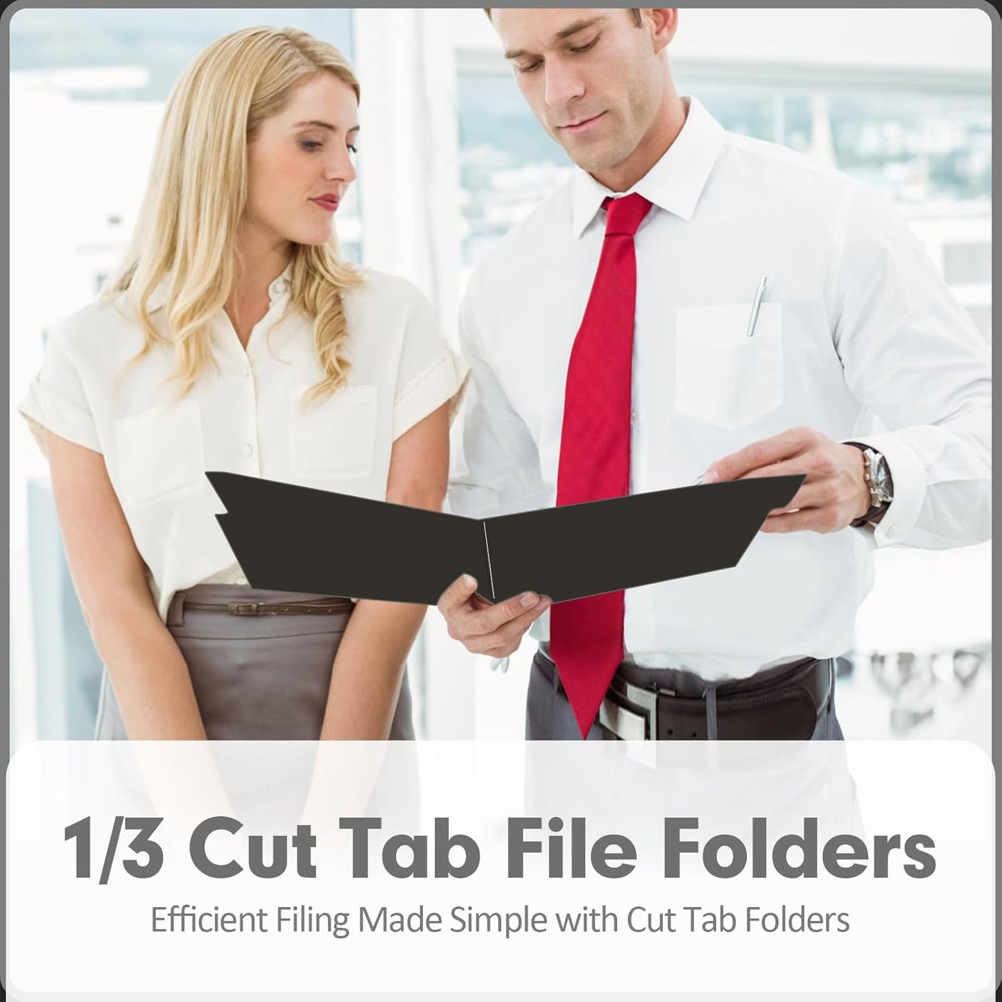 File Folder, PANDRI 120 Pack File Folder, 1/3 Cut Tab, Letter Size, Filing Folder for Office School Business, Black