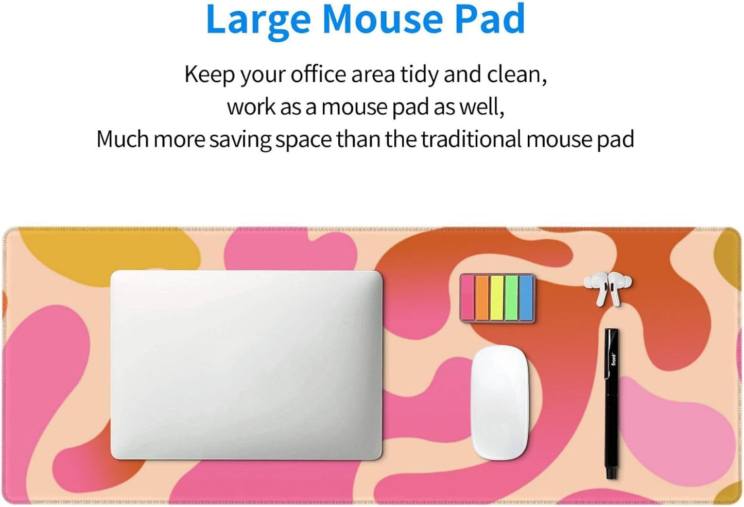 Extended Gaming Mouse Pad, Large Gaming Mouse Waterproof with Stitched Edges, Non-Slip Desktop Pad for Home and Office, Level Up Your 31.5x11.8 Inchโฆ (Abstract Painting)