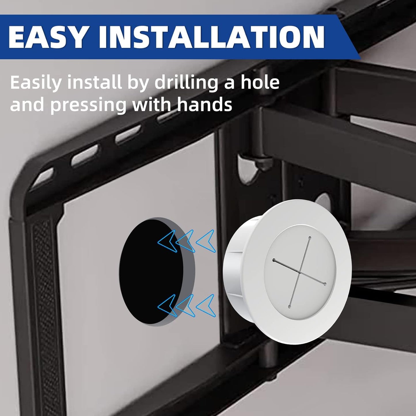 TV Wire Hider Kit for Wall Mount TV, in Wall Cable Management Kit, Includes 2 Pass Throughs and Hole Saw Drill Attachment for Easy Install(Off-White)