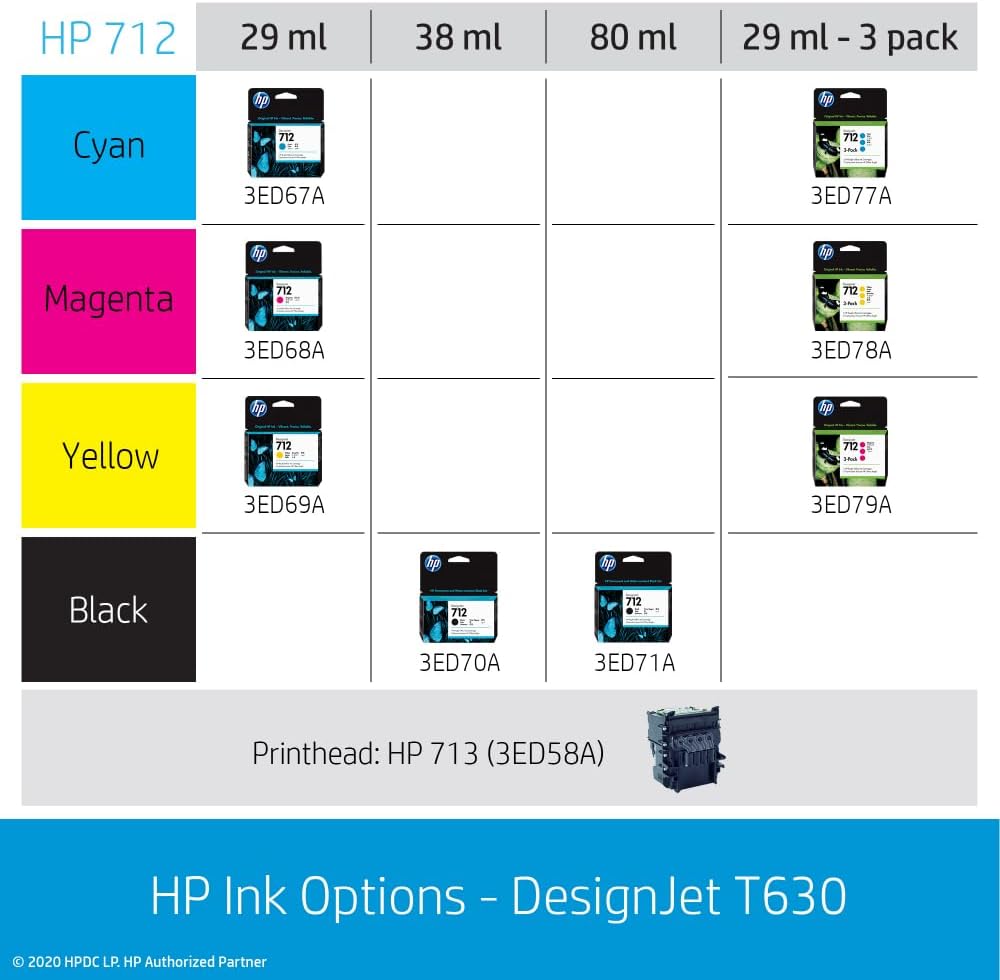 HP DesignJet T630 Large Format 36-inch Plotter Printer, with Auto Sheet Feeder, Media Bin & Stand (5HB11D) - New Model