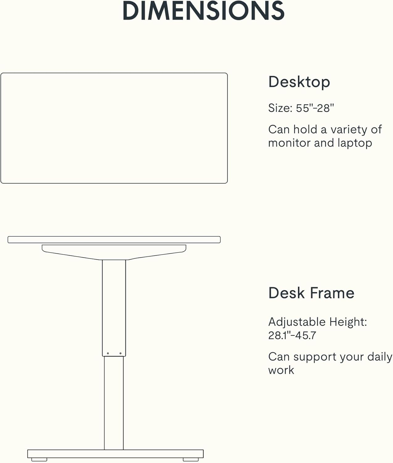 FLEXISPOT EN1 One-Piece Standing Desk 55 x 28 Inches Stand Up Desk Workstation Home Office Computer (White Frame + Gray Wood Top, 2 Packages)