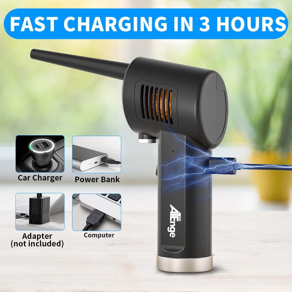 Electric Air Duster, Cordless Air Duster, Rechargeable Compressed Air Duster, 33000 RPM Air Blower, Two Smart Start Modes, Good Replacement for Compressed Air Can, Reusable Dust Destroyerโฆ