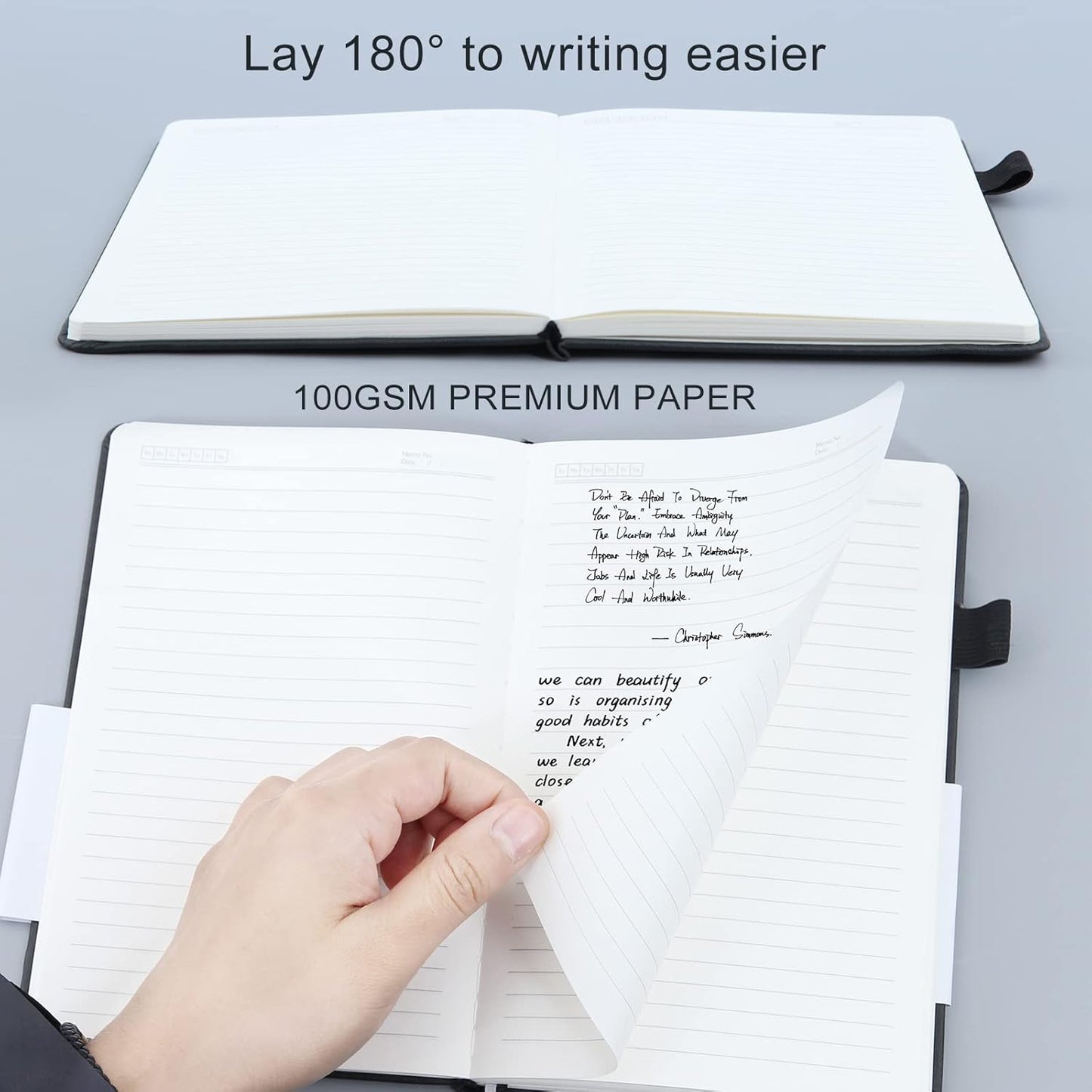 KaiRuiYing Lined Journal Notebook with Pen Holder, 160 Pages, 5.5'' ร 8.6'' Medium Size A5-100 GSM Thick Paper, for Writing, Work, Office, Leather Hardcover