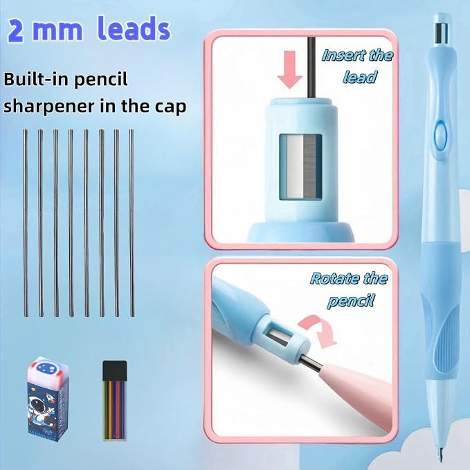 Thick Mechanical Pencil for Kids:Toddler Preschool Fat Grip 2.0mm Pencils - Image 6