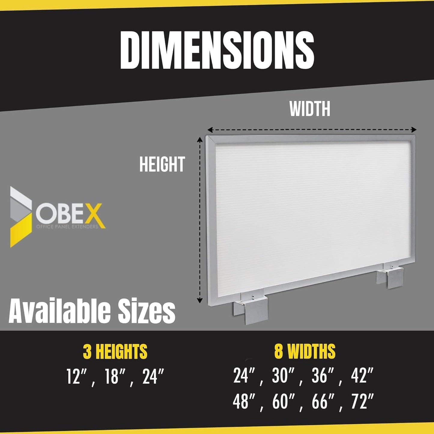 OBEX Privacy Screen & Office Panel Extender for Office Cubicles, Polycarbonate Desk Privacy Panel & Divider for Office Cubicle, 18" x 60", White