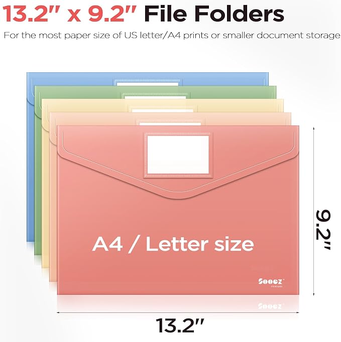 Sooez 40 Pack Plastic Envelopes, Plastic File Folder, Folders - Image 6