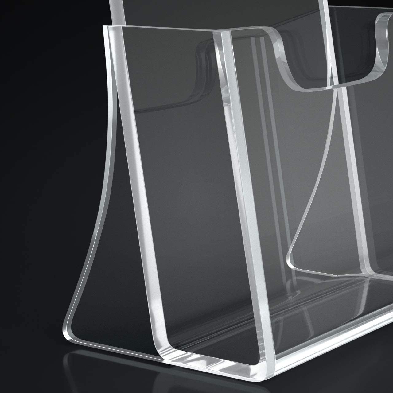 HIIMIEI Brochure Holder 8.5 x 5.5 inches, Acrylic Flyer Holder with 2 Pack, Plastic Stands for Displaying Magazines, Pamphlets, Literature, Brochures, Booklets, Menu