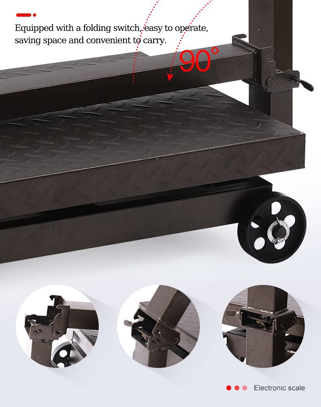 Large Platform Scale with Wheel 660 LB Floor Weight Computing Postal Scale Digital Perfect Industrial Platform Scale Foldable for Postal Luggage Shipping Mailing Weighing