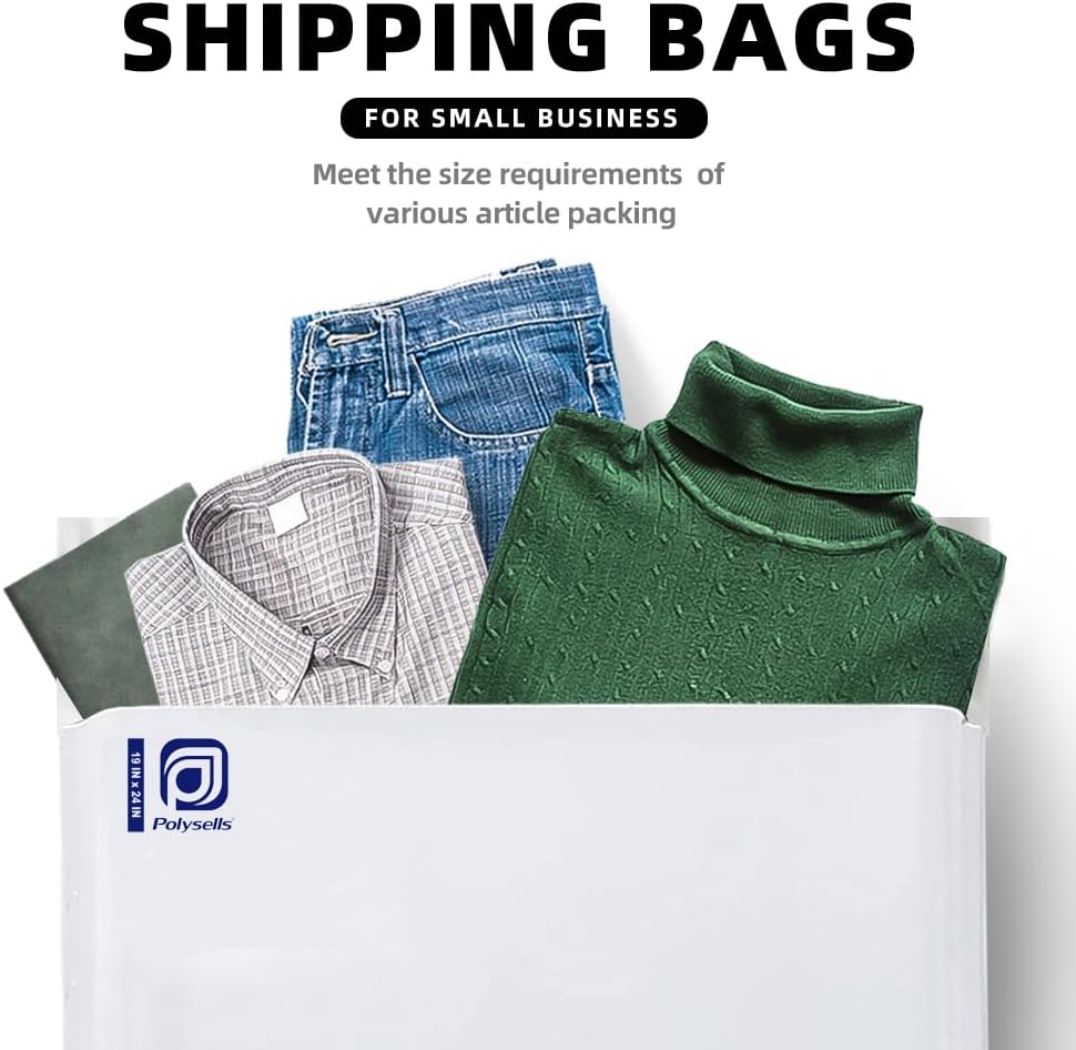 POLYSELLS 200 pcs 24x24 Inches White Poly Mailers Shipping Envelopes, Strong Adhesive Sealing, Waterproof, and Tear-resistant Postal Mailing Bags for Clothing, Books, and Accessories