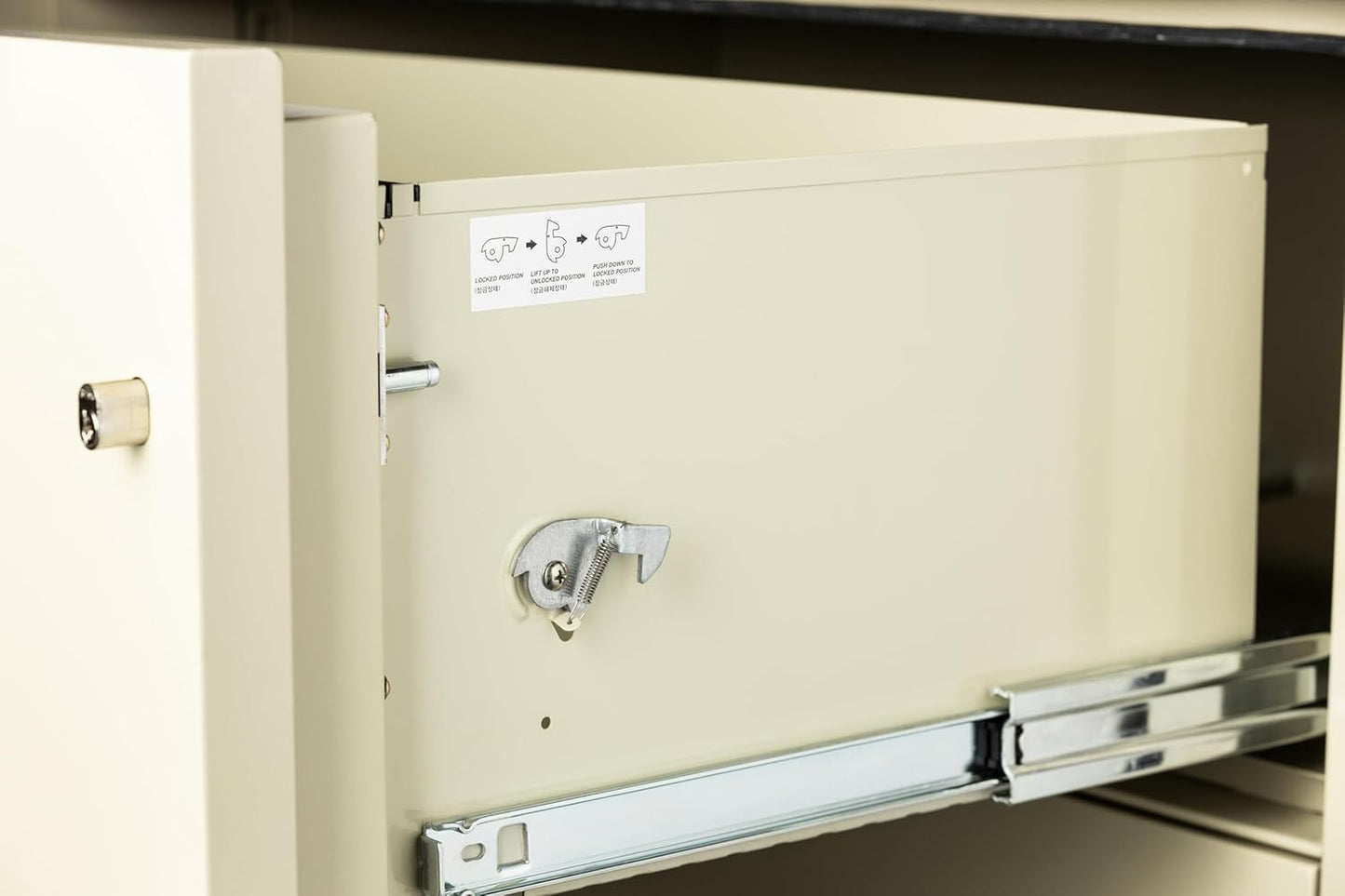 25 inch 4-Drawer Vertical Fireproof File Cabinet – Letter Size Filing – Key Lock – Water Resistant Seal – Fire and Impact Rated – Putty Finish – Model LTR4W25P