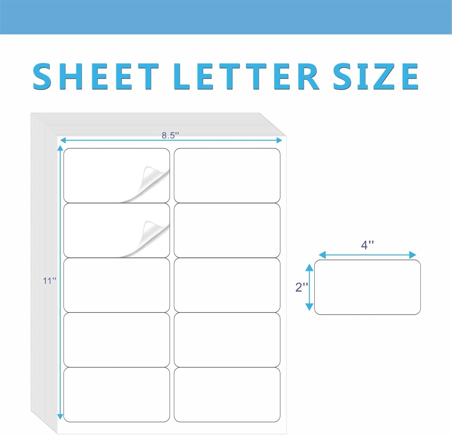 2"ร4" Shipping Labels, JIQEZNL Premium 10 UP Address Labels, 300 Mailing Labels for Envelopes for Laser/Ink Jet Printer, White Paper Printable Sticker Labels 10 Per Sheet 8.5"ร11"