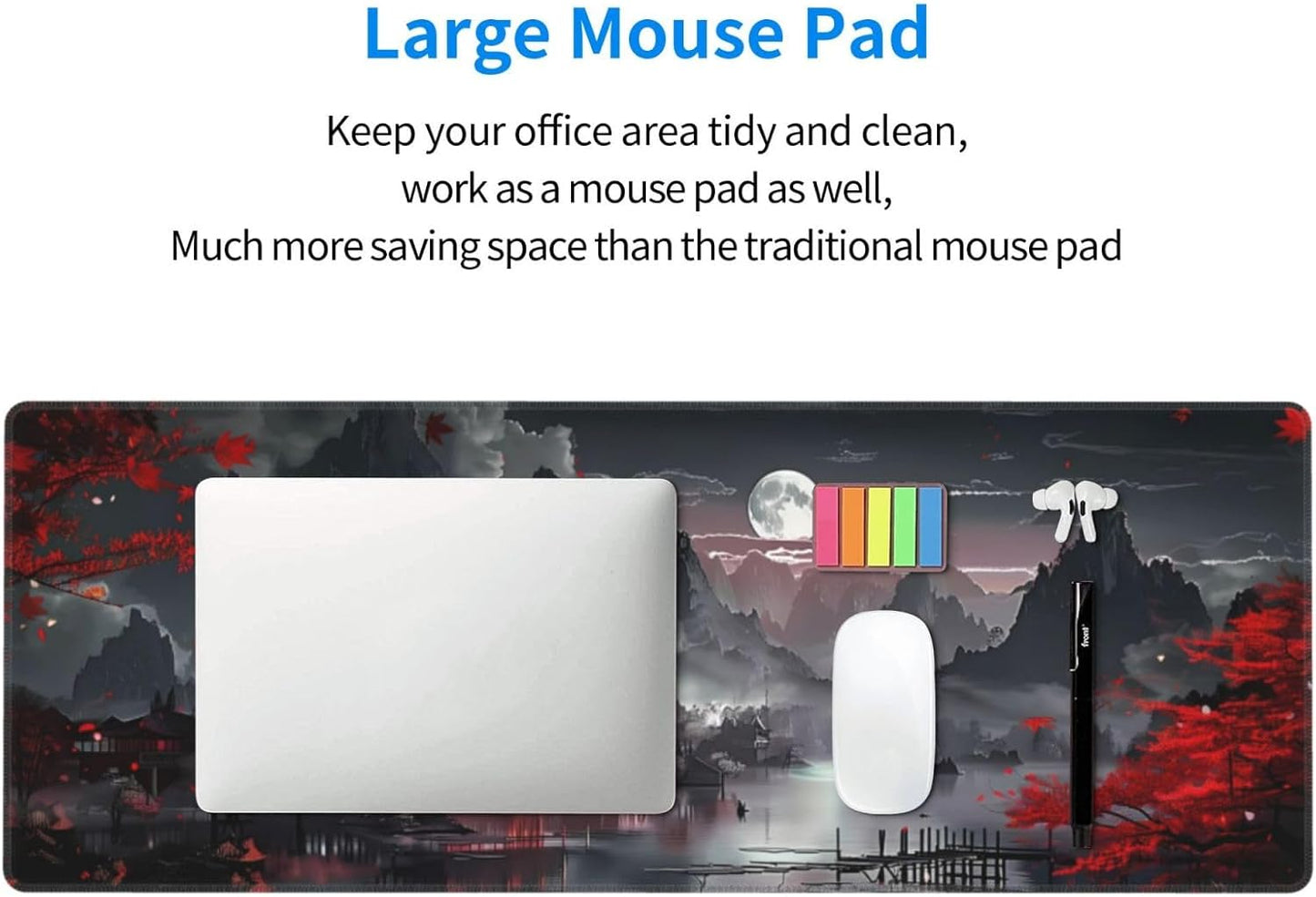 Extended Gaming Mouse Pad, Large Gaming Mouse Waterproof with Stitched Edges, Non-Slip Desktop Pad for Home and Office, Level Up Your 31.5x11.8 Inchโฆ (Japanese Style)