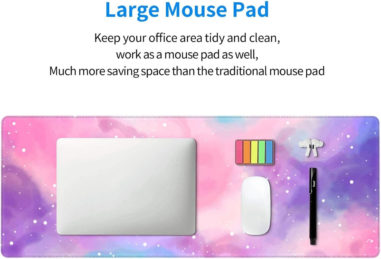 Extended Gaming Mouse Pad, Large Gaming Mouse Waterproof with Stitched Edges, Non-Slip Desktop Pad for Home and Office, Level Up Your 31.5x11.8 Inchโฆ (Iridescent Cloud)