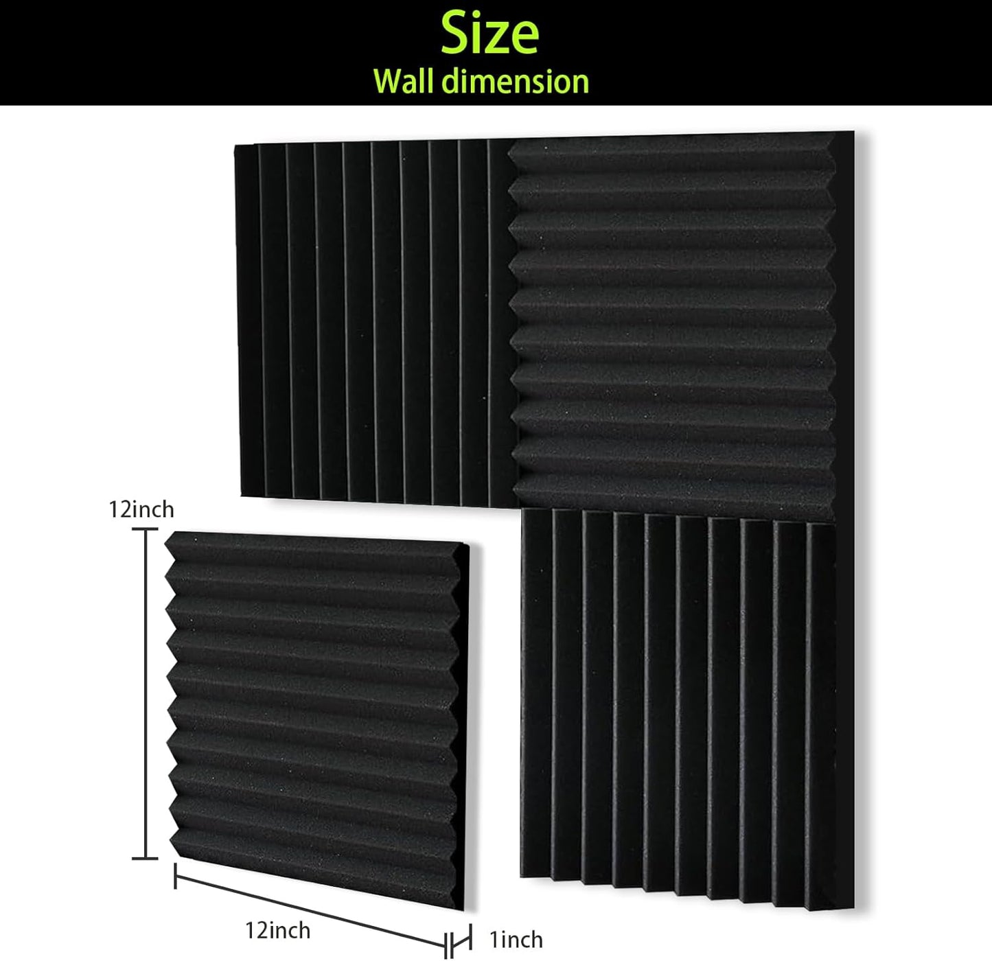 54 Pack Sound Proof Foam Panels for Walls 12x12x1 Inches, Wedges Acoustic Panels Sound Absorbing, Acoustic Foam Panels for Recording Studio, Home, Office, Easy Install, No Adhesive Included