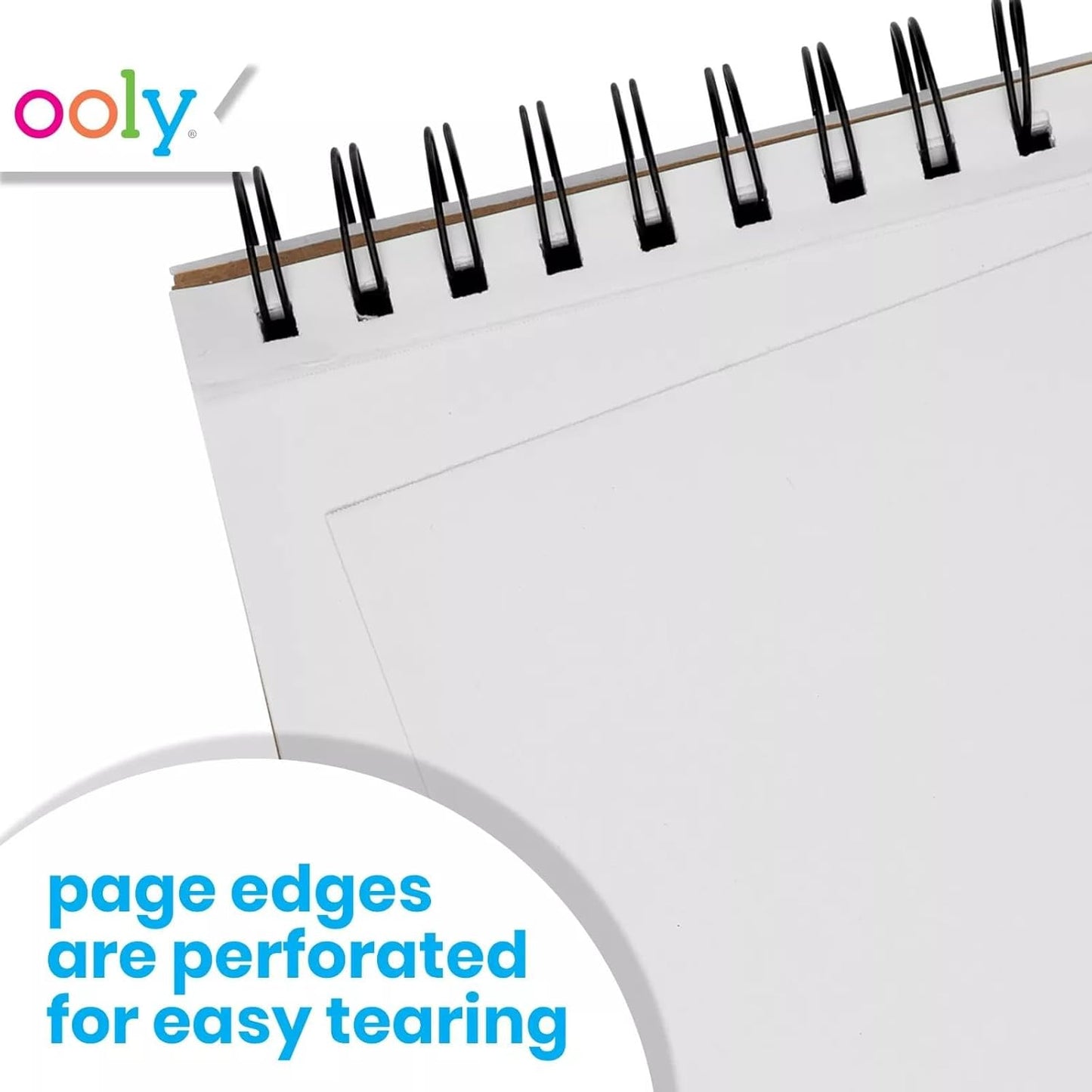 OOLY DIY Cover Large Sketchbook, 8 x 10.5 Inches, White Paper Sketchbook Drawing Book for Kids, Adults, and Artists Great Drawing Pad for Gel Pens, White Pencils, Back to School Supplies