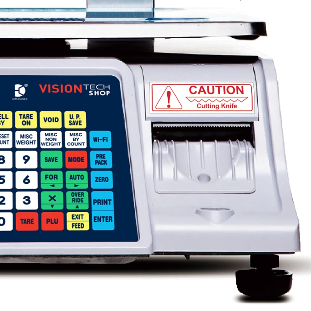 VisionTechShop DLP-300 Label Printing Scale Pole Display, 30/60lbs Capacity, 0.01/0.02lbs, NTEP Legal for Trade with a Free 1 case CAS LST-8040 UPC/Safe Handling Label, 58 x 60 mm