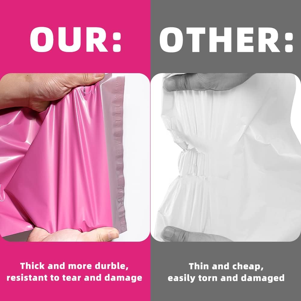 POLYSELLS 4000 pcs 10x13 Inches Pink Poly Mailers Shipping Envelopes, Strong Adhesive Sealing, Waterproof, and Tear-resistant Postal Mailing Bags for Clothing, Books, and Accessories