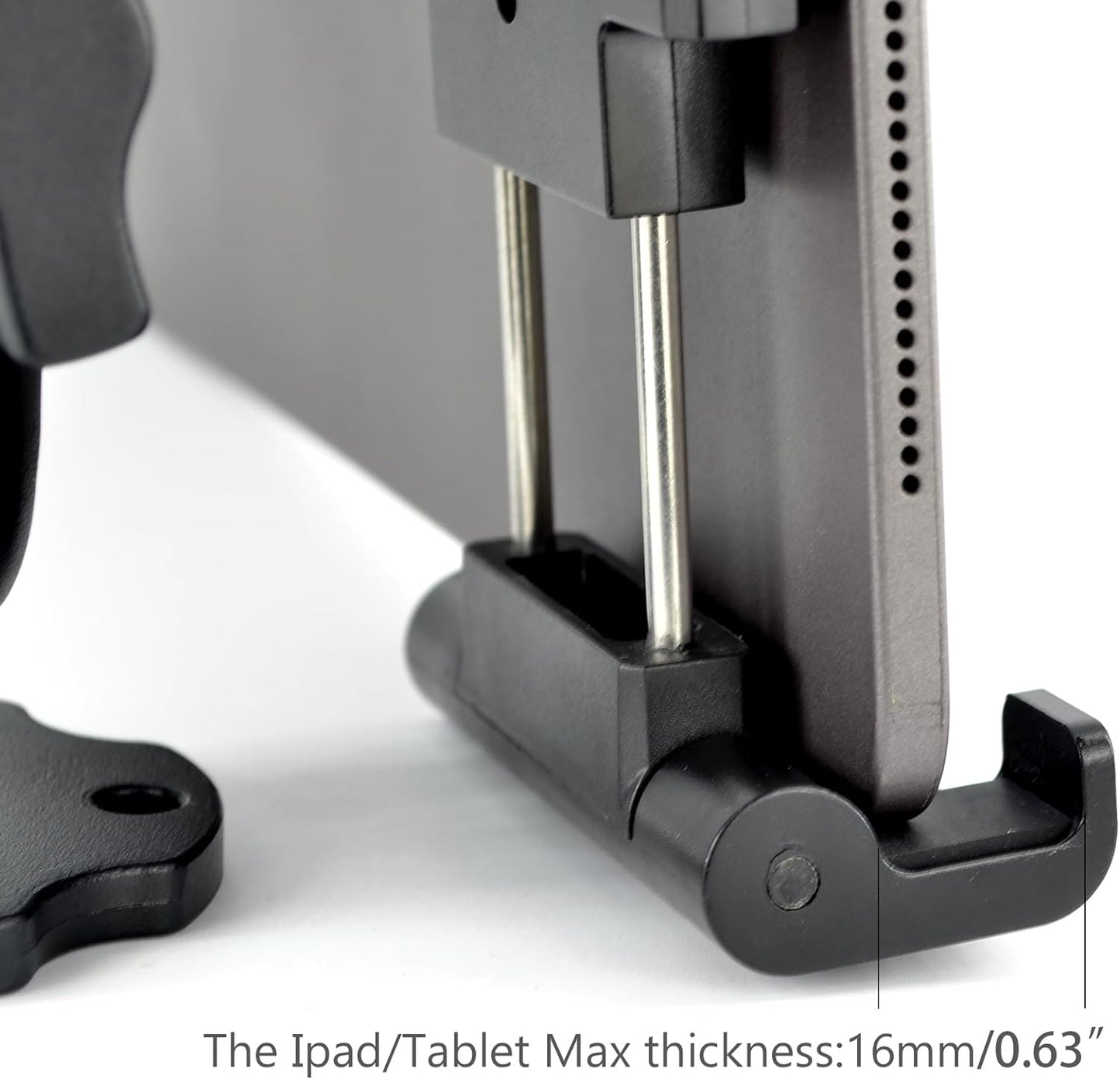 Aluminum Arm Heavy Duty Tablet Mount Drill Base - for 6.5"-12.9" Tablet iPad Pro/Mini, iPad Holder for Truck, Car,Dashboard,Desk,Wall-Swivel with 1 inch/25mm Ball Joint
