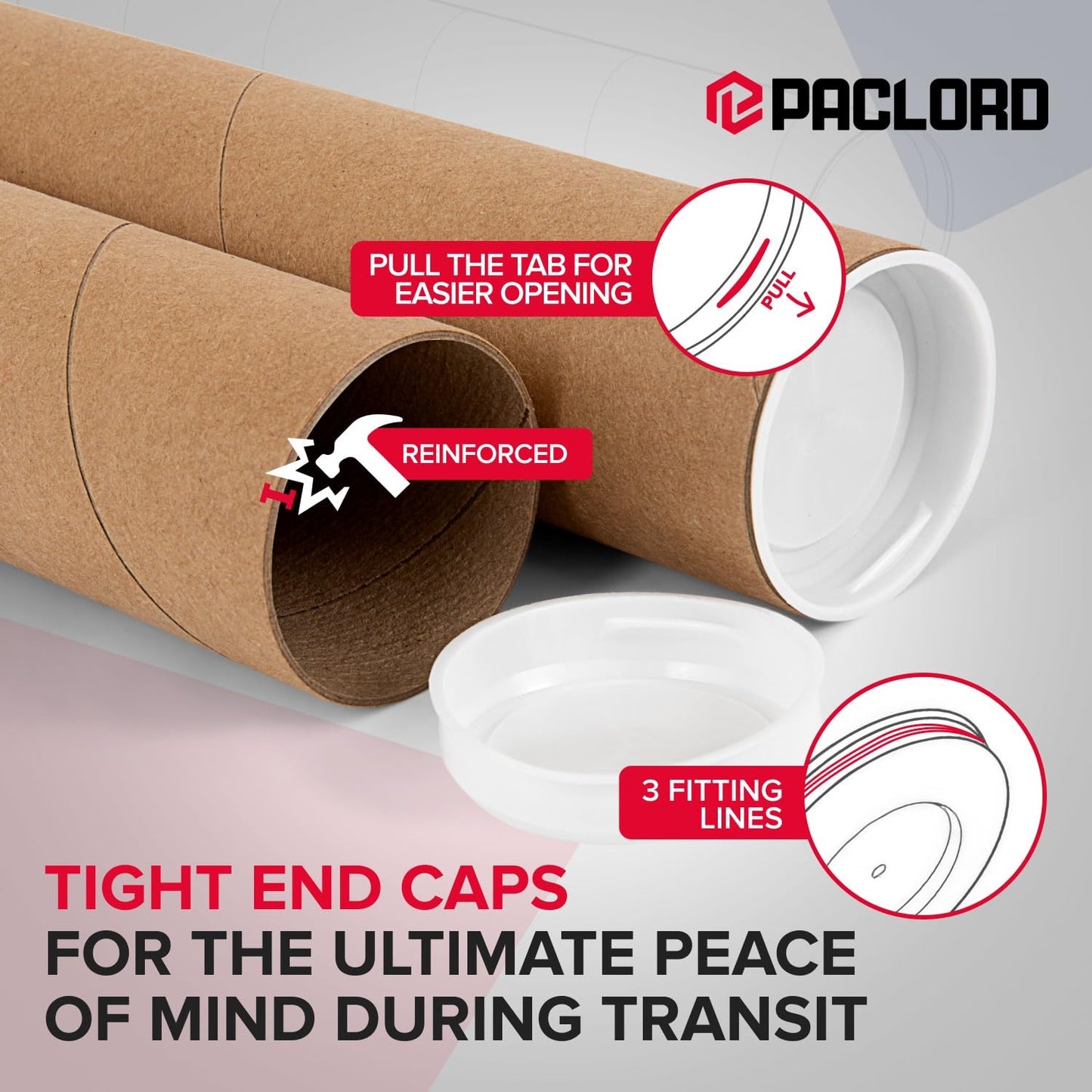 2" x 60" Heavy-Duty Reinforced Cardboard Mailing Tube, Pack of 4 Tubes with 8 Caps – Secure USPS Approved – Great for Shipping and Storing of Prints, Artwork, Posters or Documents