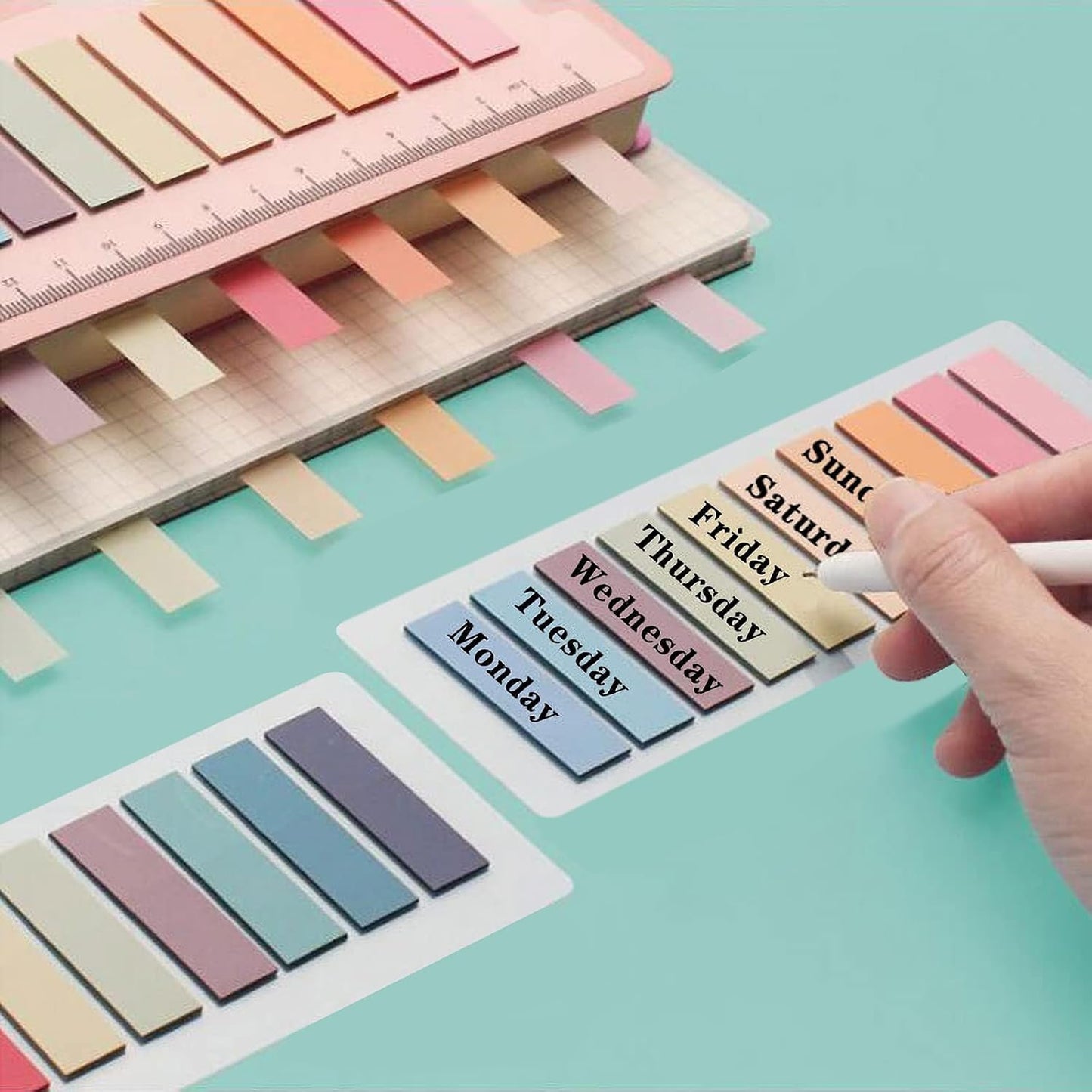 ELII 6000 PCS Sticky Tabs Page Markers,Morandi Sticky Note Tabs Colored Writable and Repositionable Book Flags Tabs Strip Index Tabs,Page Tabs