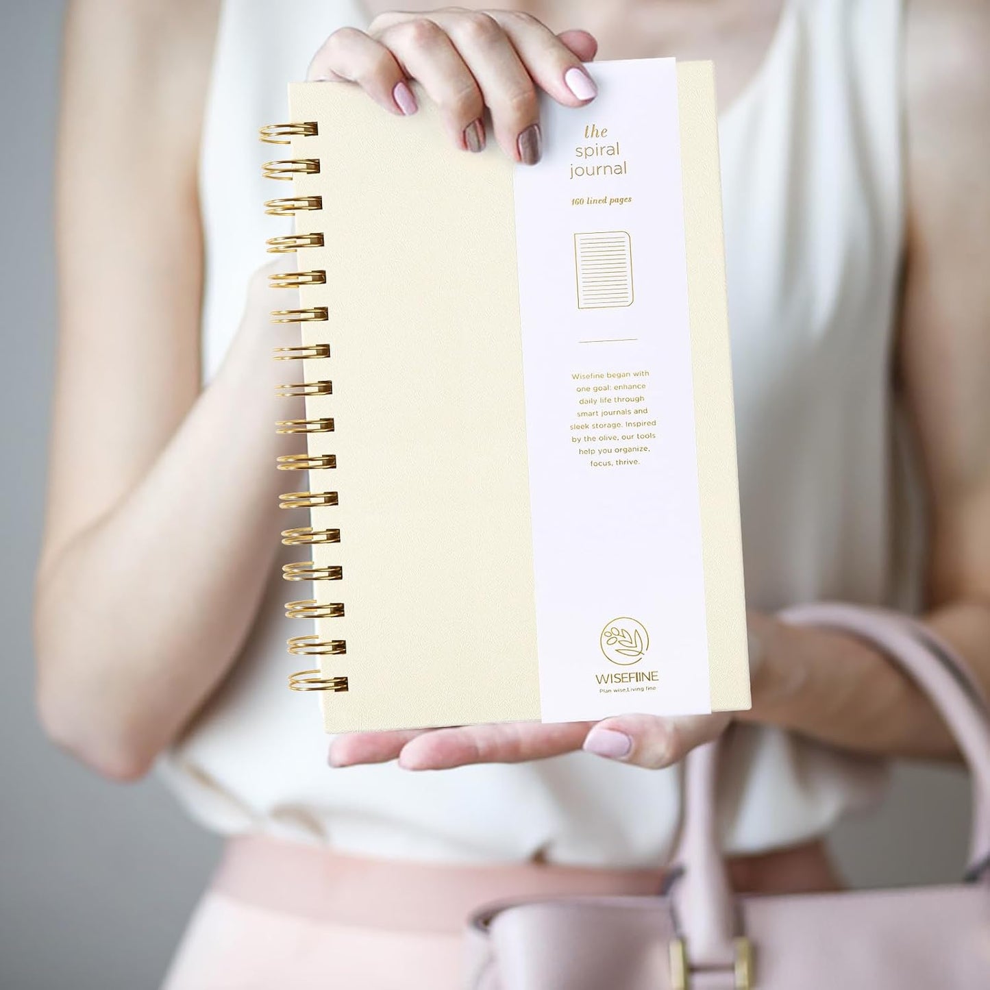 Spiral Journal Notebook with 160 Lined Pages – Hardcover Writing Journal with Gold Twin-Wire Binding, A5 College Ruled Notebooks for Work, School, Travel, Diary, Gift for Women & Men Light Gray