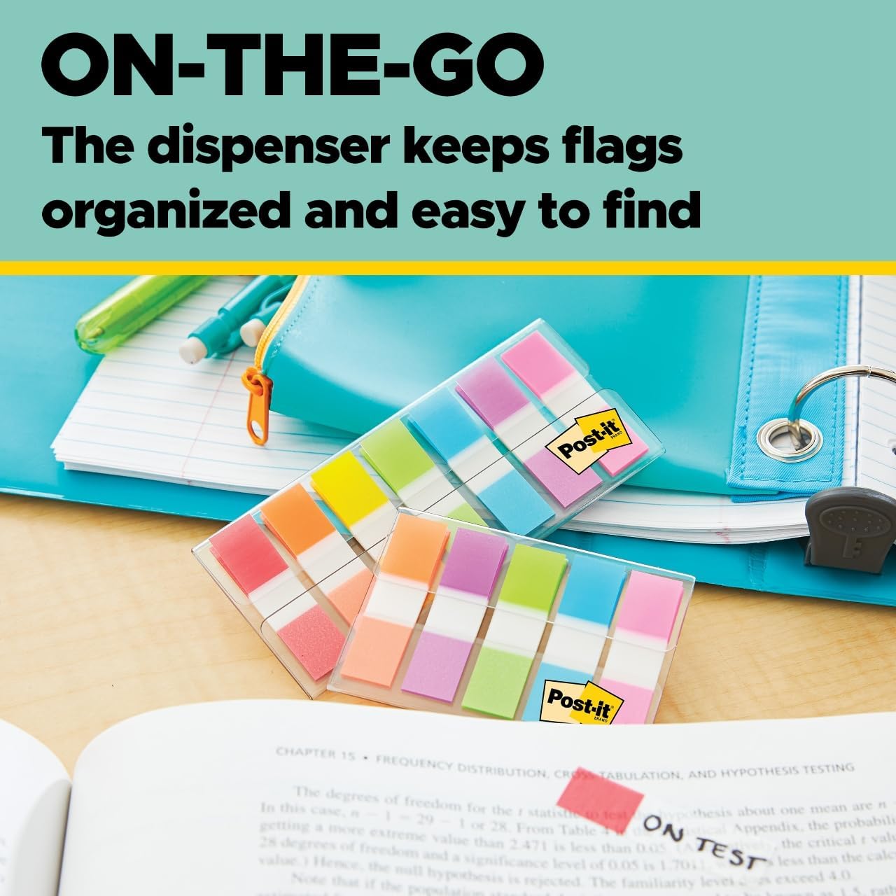 Post-it Flags Combo Pack, 4 On-The-Go Dispensers/Pack, 120 .94 in Wide and 200 .47 in Wide Flags, Assorted Colors (683-XL1)