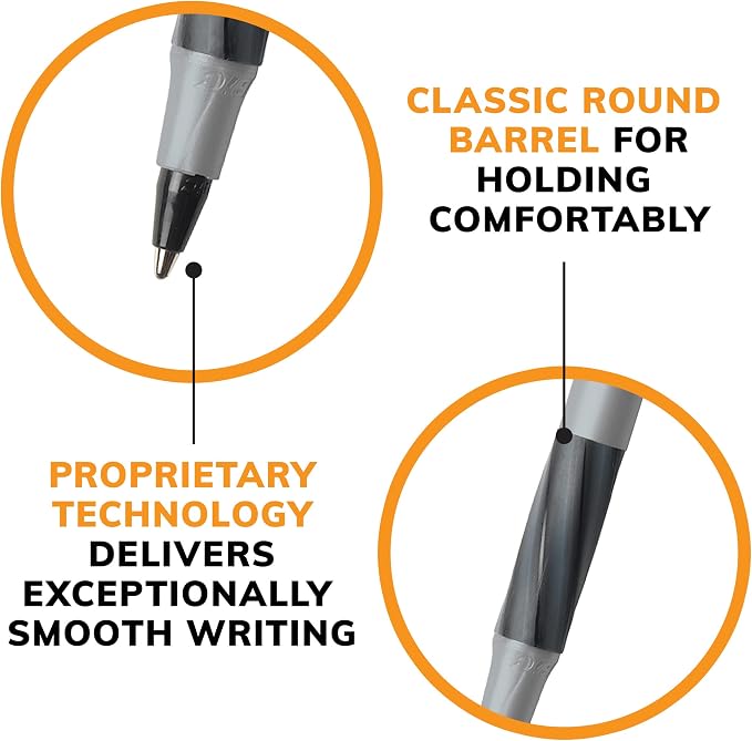 BIC Round Stic Grip Xtra Comfort Black Ballpoint Pens, Medium Point, 36-Count - Image 8