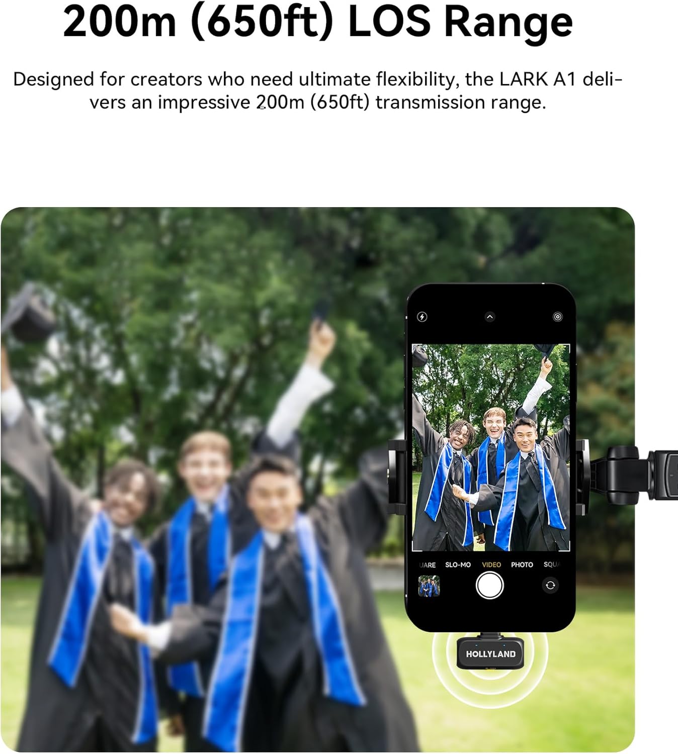 Hollyland Lark A1 Wireless Mini Microphone for iPhone & Android, 48kHz/24-bit, 3-Level Intelligent Noise Cancel, Microphone for YouTube, Podcast, Vlogging (Black, 2TX + 2RX + Charging Case)