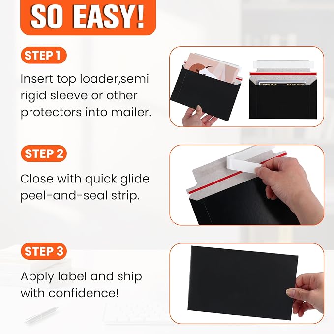 60 Pack Black Rigid Mailers, Perfect Size Shipping Envelopes - Image 7