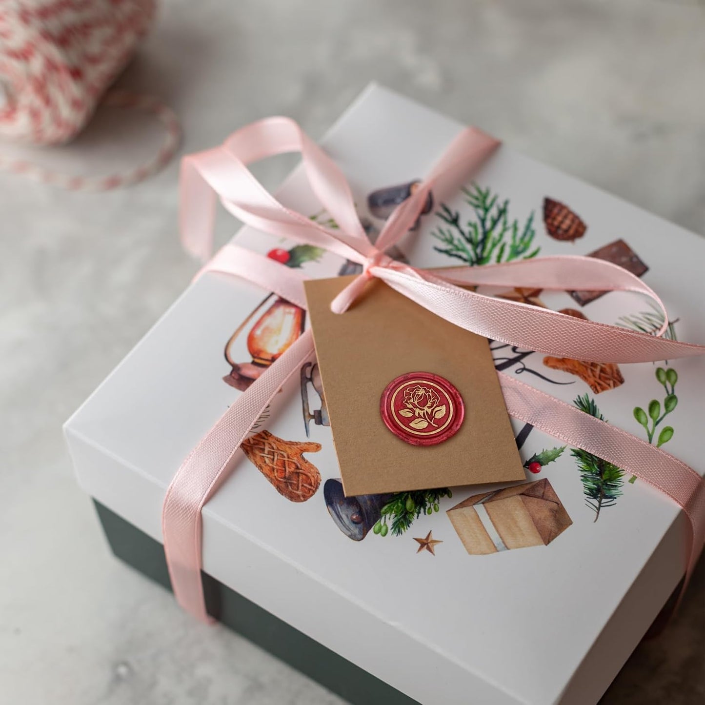 100Pcs Gold & Red Wax Seal Stickers - Handmade Envelope Seals, Self Adhesive Wax Stickers for Wedding Party Invitations, Envelope, Gift Wrap, Christmas (Gold Rose Style, Red)