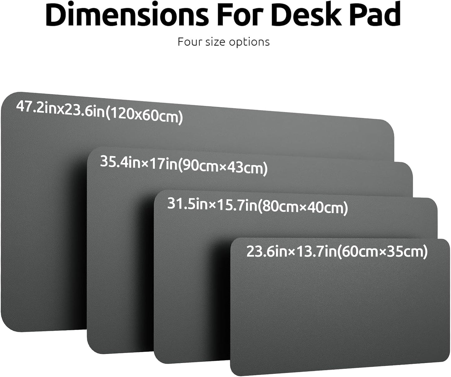 YSAGi Leather Desk Protector, Office Mat, Large Mouse Mat, Non-Slip PU Leather Blotter, Laptop Desk Pad, Waterproof Writing Pad for Office and Home (Dark Grey, 47.2" x 23.6")
