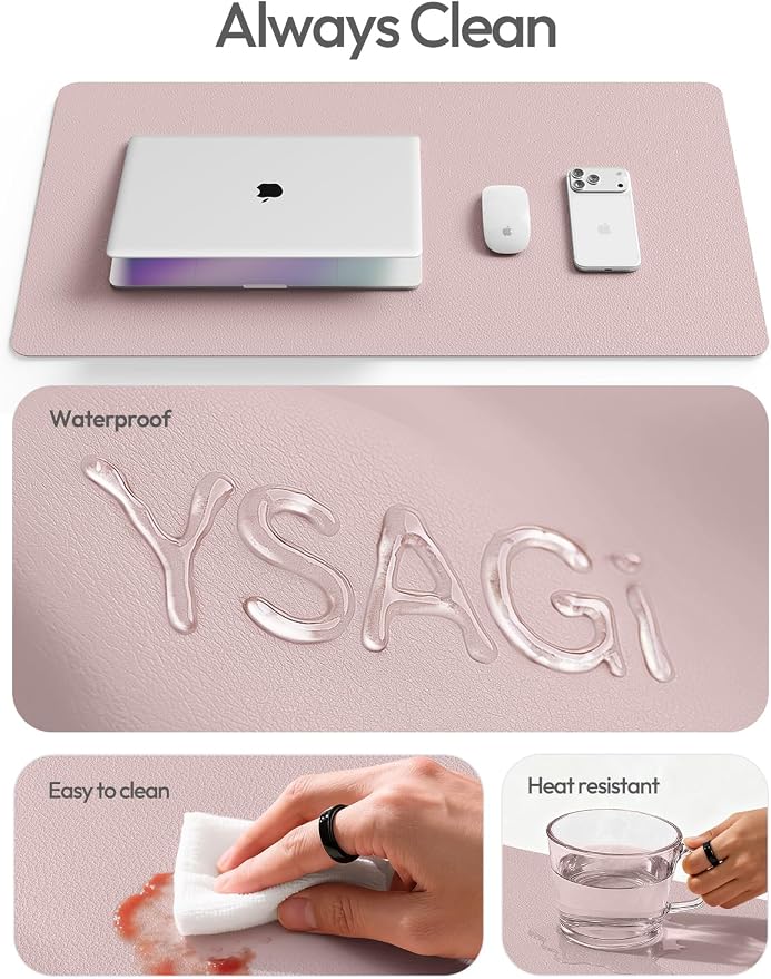 YSAGi Leather Desk Pad Protector, Office Desk Mat, Large Mouse Pad, Non-Slip PU - Image 8