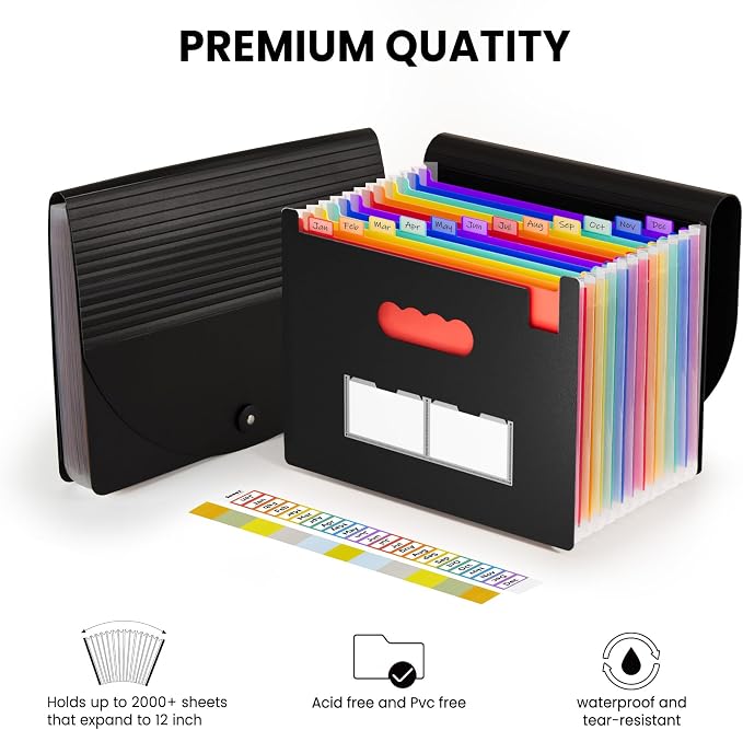 Sooez Accordion File Organizer, 13 Pockets Expanding File Folders, Portable - Image 7