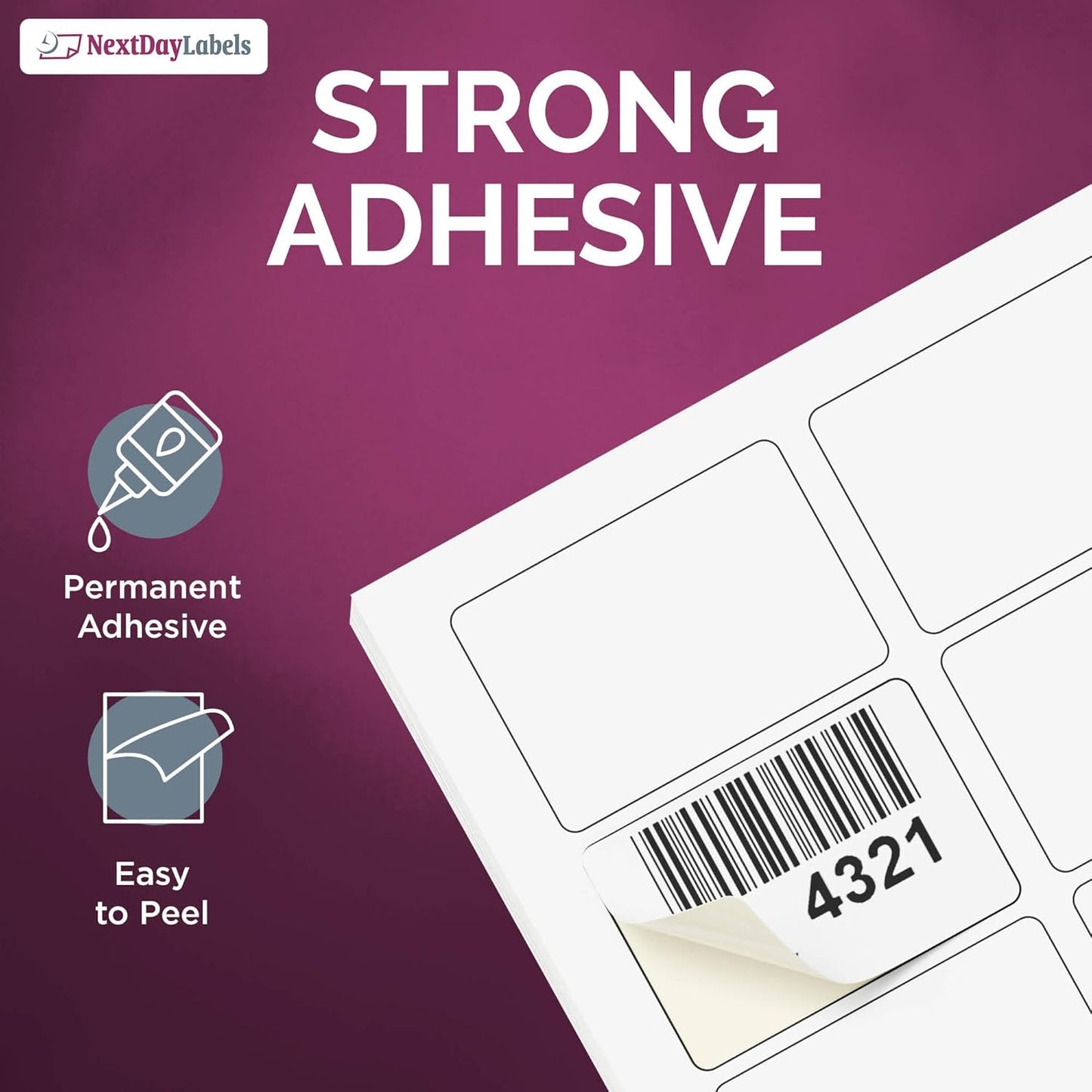 NextDayLabels – 3-3/8" x 2-1/3" Rectangular Sticker Labels for Printer - White Laser/Inkjet Printer Labels Return Address Labels Shipping Label Stickers (100 Sheets, 8 Per Sheet, 800 Labels)
