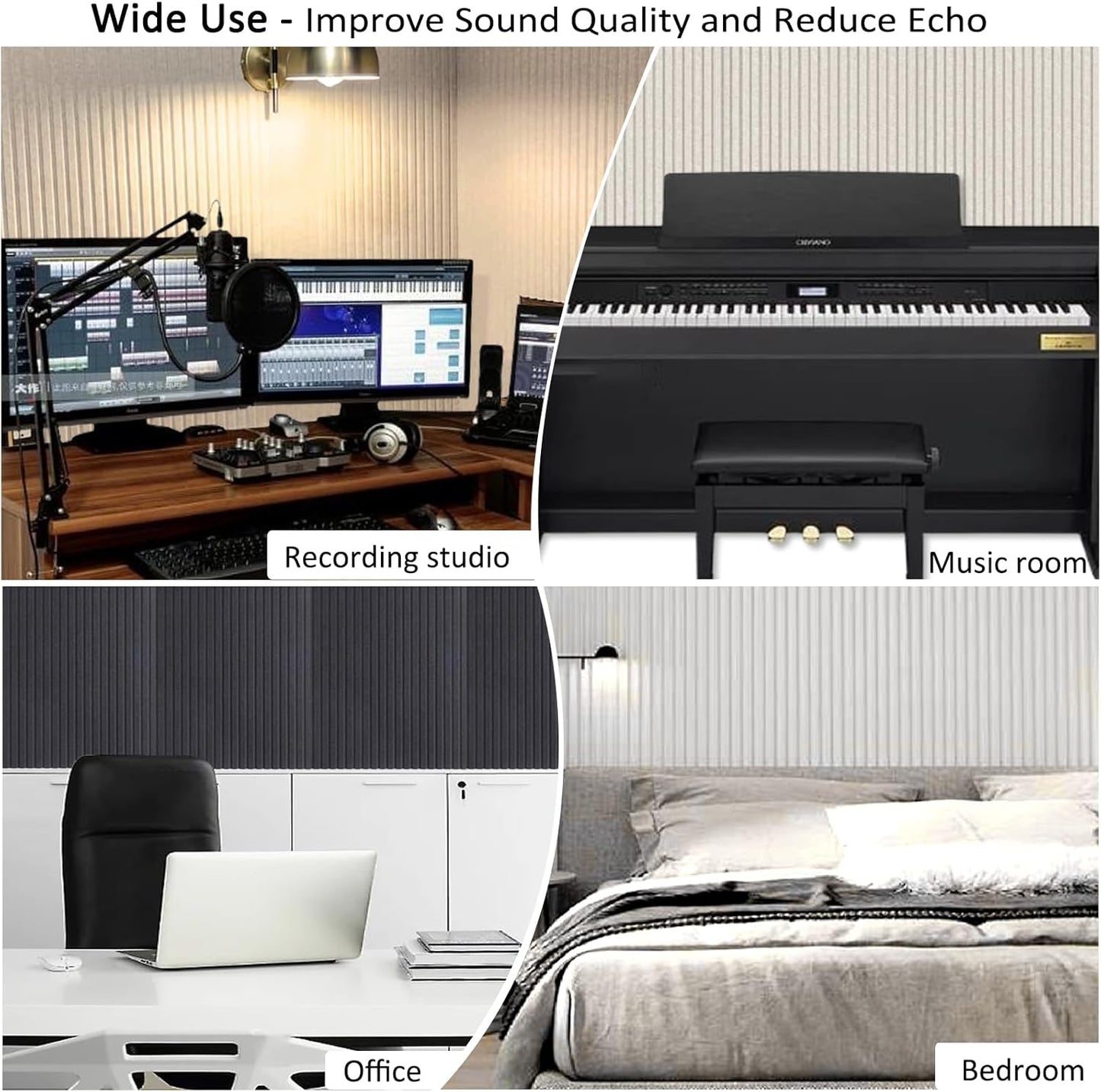 5 Pack Large Acoustic Panels, 48"X24"X0.4" Sound Proof Foam Panels for Walls, Sound Dampening Panels, Sound proof panels for walls, Soundproof Wall Panels for Home Studio&Office Decor.(Dark Grey)