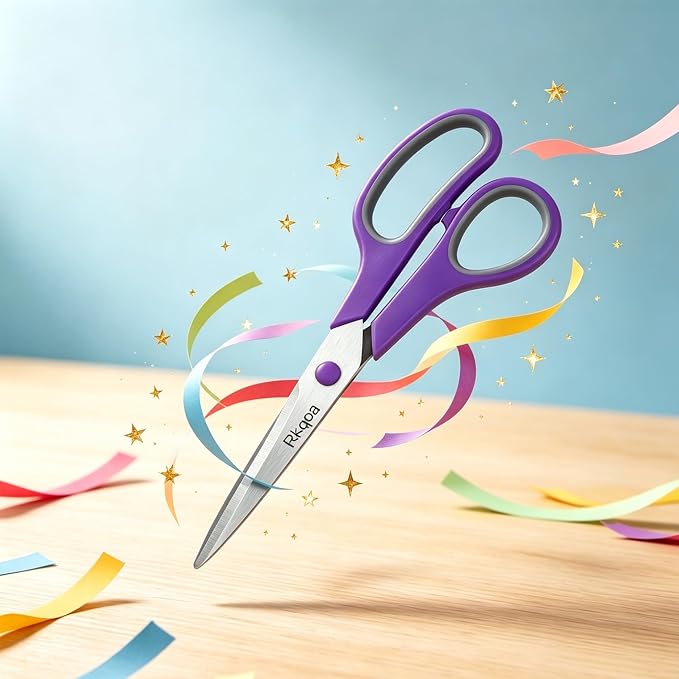 Black 6 Scissors Pack, Rkqoa 8" All Purpose Sharp Scissor - Image 9