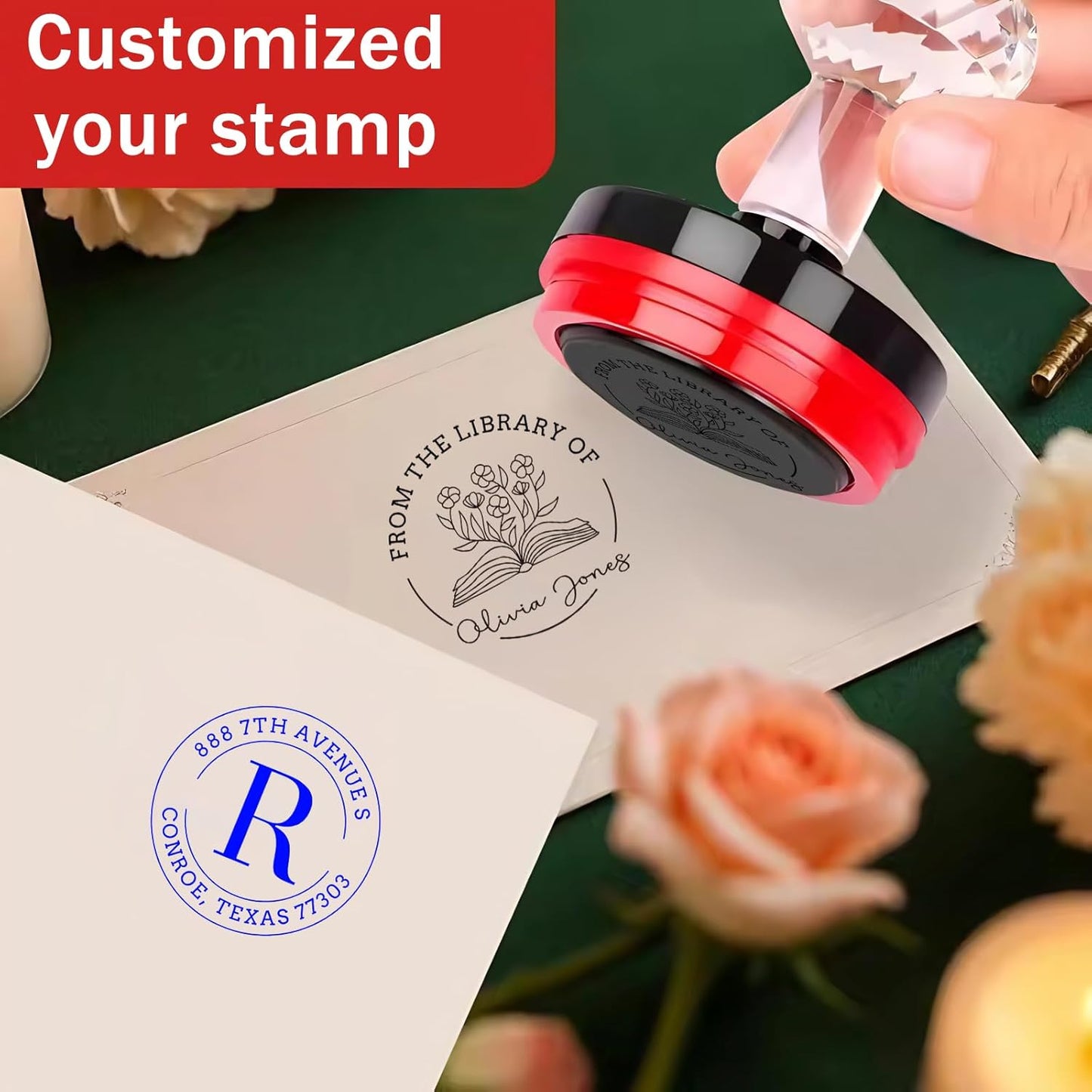 Custom Address Stamp Return Address Stamps Self Inking Personalized Teacher Stamp with Clear, Consistent Impressions