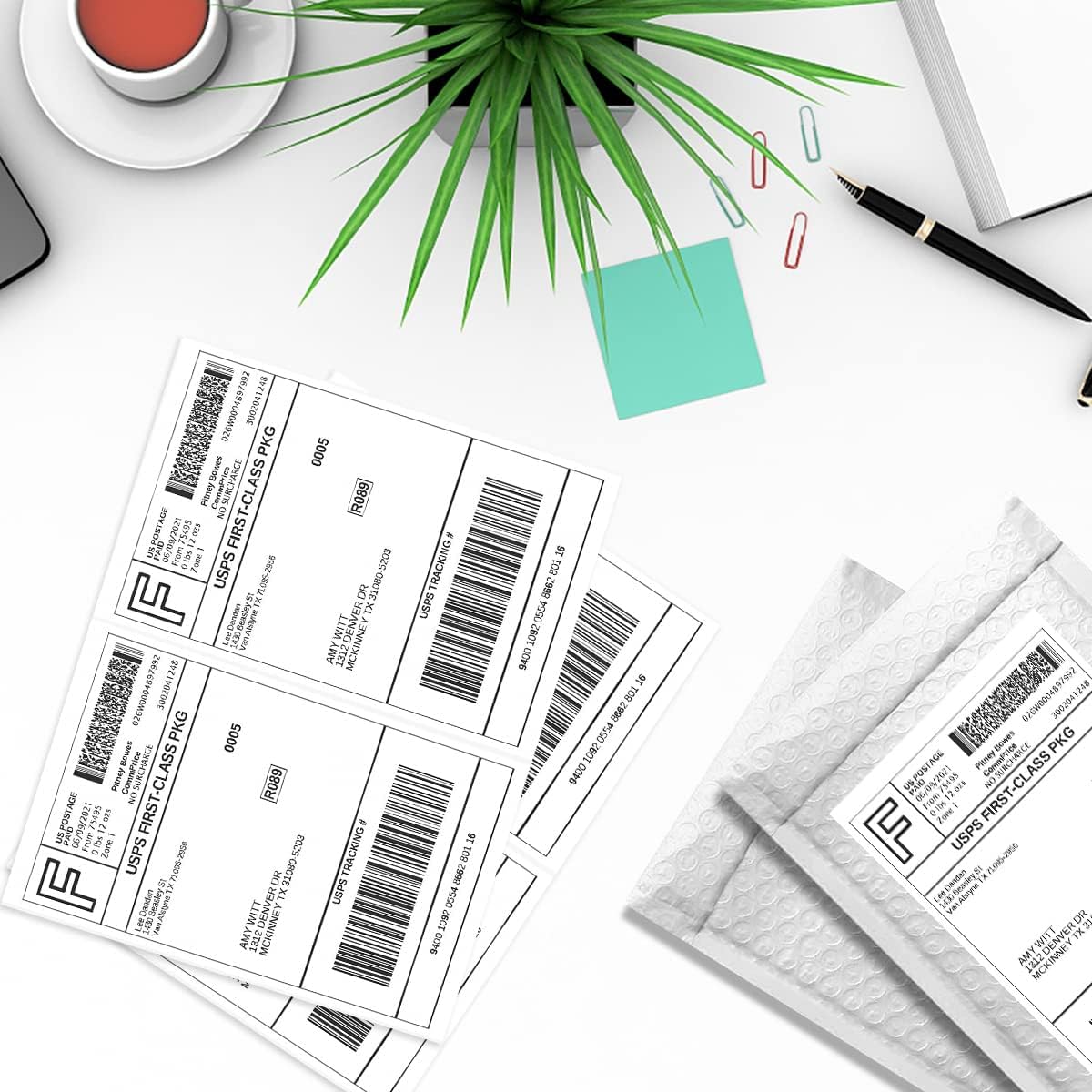 Half Sheet Laser/Ink Jet Shipping Labels UPS FedEx Address Labels (4000 Sheets, 8000 Labels)