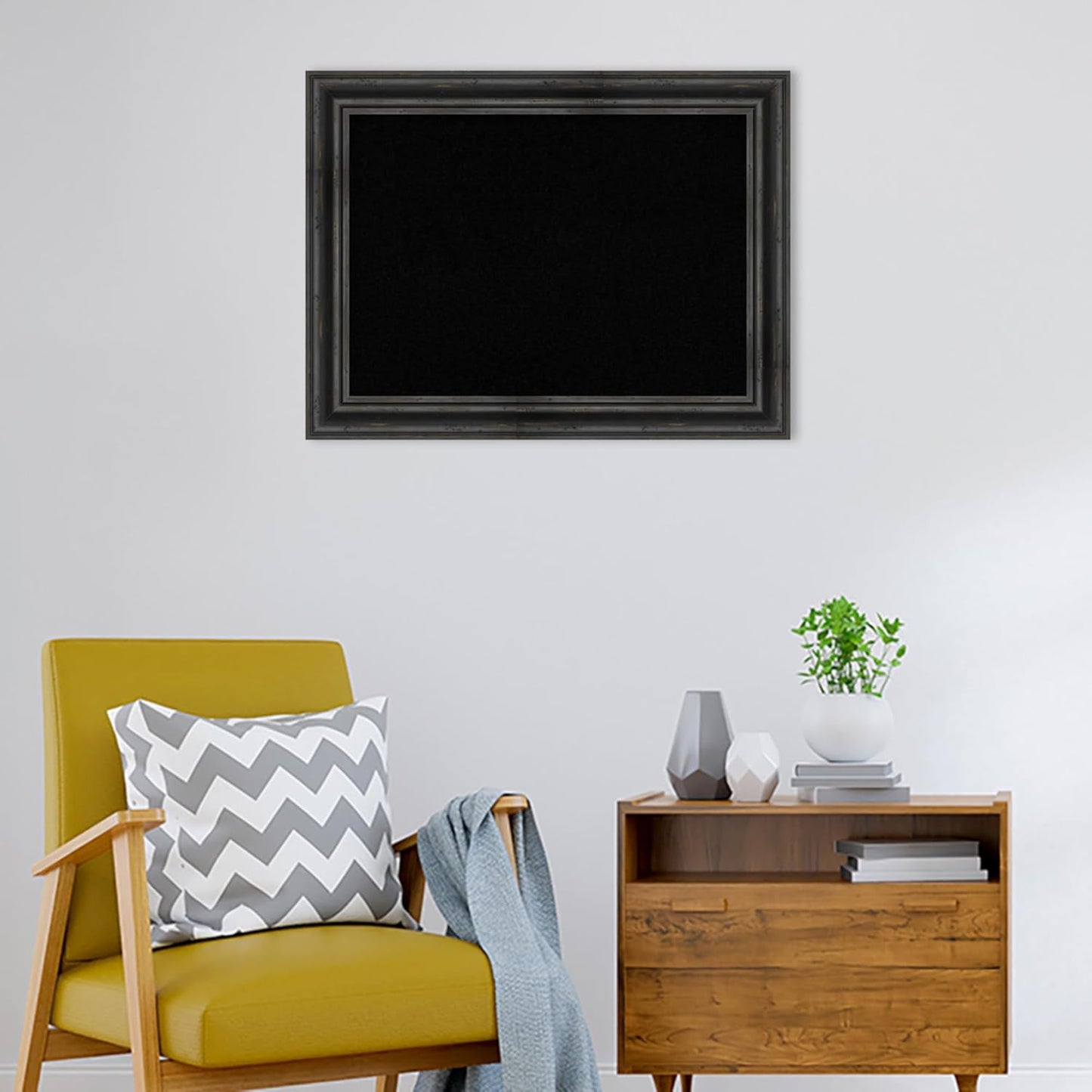 Amanti Art Black Cork Board for Wall, 25x33 Vision Board with Black Wood Frame, Medium Corkboard Office Decor for Home Organization, Country Rustic Corkboard Pinboard to Display Items for Home
