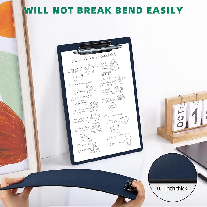 FRETONBA Blue Clipboard with Pen Holder, 2 Pack Plastic Clipboard with Low - Image 7