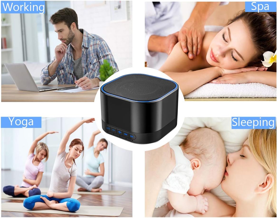 Magicteam Sound White Noise Machine with 20 Non Looping Natural Soothing Sounds and Memory Function 32 Levels of Volume Powered by AC or USB and Sleep Sound Timer Therapy for Baby Kids Adults