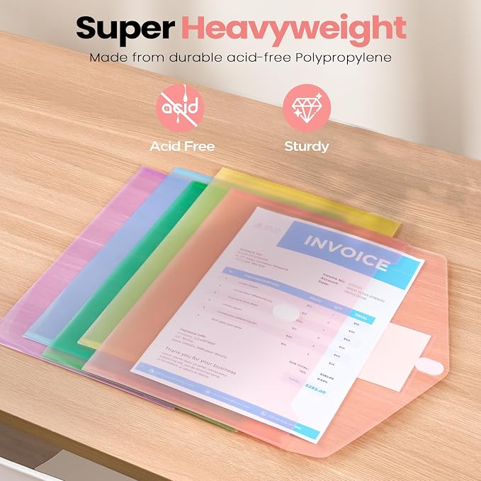 Sooez 10 Packs Plastic Envelopes Plastic File Folders, Fresh Colors - Image 7